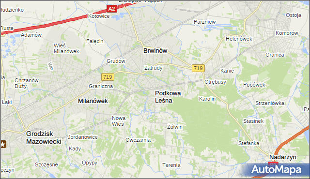 mapa Podkowa Leśna, Podkowa Leśna na mapie Targeo