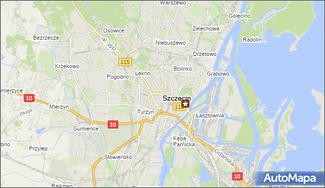mapa Szczecina, Szczecin na mapie Targeo