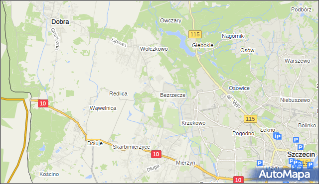 mapa Bezrzecze, Bezrzecze na mapie Targeo