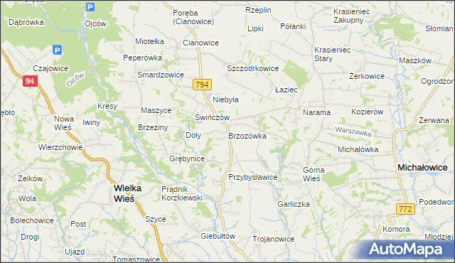 mapa Brzozówka gmina Zielonki, Brzozówka gmina Zielonki na mapie Targeo