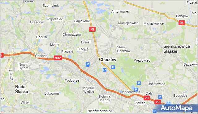 mapa Chorzów, Chorzów na mapie Targeo