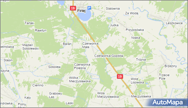 mapa Czerwonka-Gozdów, Czerwonka-Gozdów na mapie Targeo