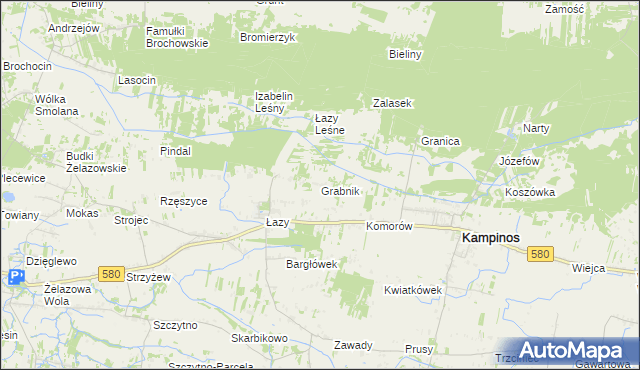 mapa Grabnik gmina Kampinos, Grabnik gmina Kampinos na mapie Targeo