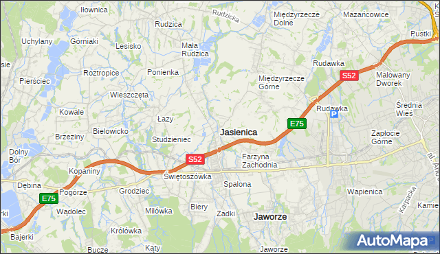 mapa Jasienica powiat bielski, Jasienica powiat bielski na mapie Targeo