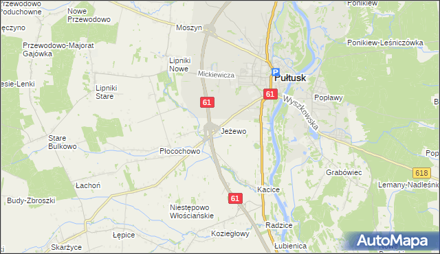 mapa Jeżewo gmina Pułtusk, Jeżewo gmina Pułtusk na mapie Targeo