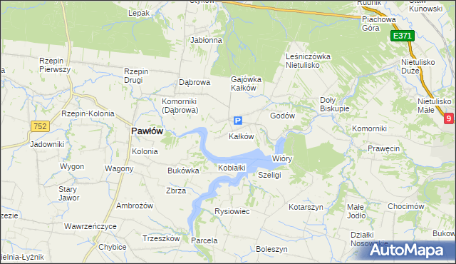 mapa Kałków gmina Pawłów, Kałków gmina Pawłów na mapie Targeo