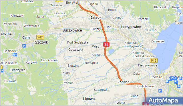 mapa Kalna, Kalna na mapie Targeo