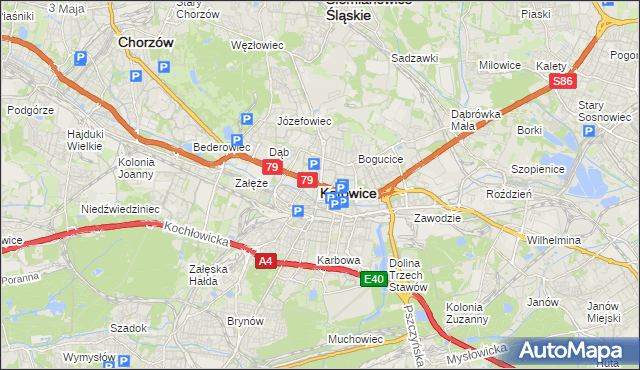 mapa Katowic, Katowice na mapie Targeo