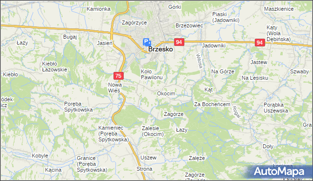 mapa Okocim, Okocim na mapie Targeo