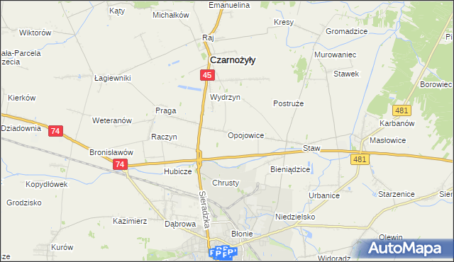 mapa Opojowice, Opojowice na mapie Targeo