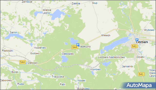mapa Piaseczno gmina Lidzbark, Piaseczno gmina Lidzbark na mapie Targeo