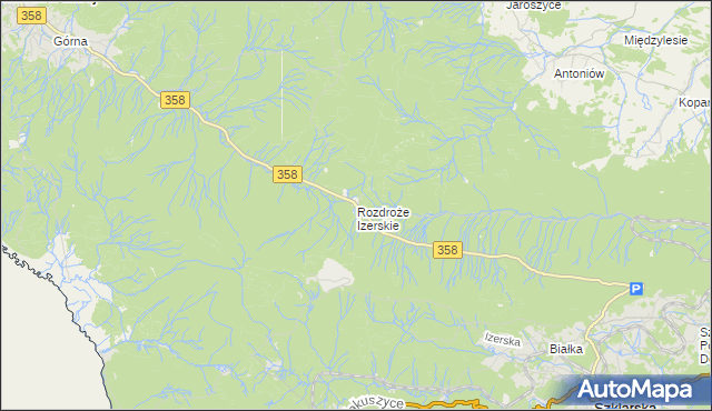 mapa Rozdroże Izerskie, Rozdroże Izerskie na mapie Targeo