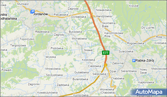mapa Skawa, Skawa na mapie Targeo