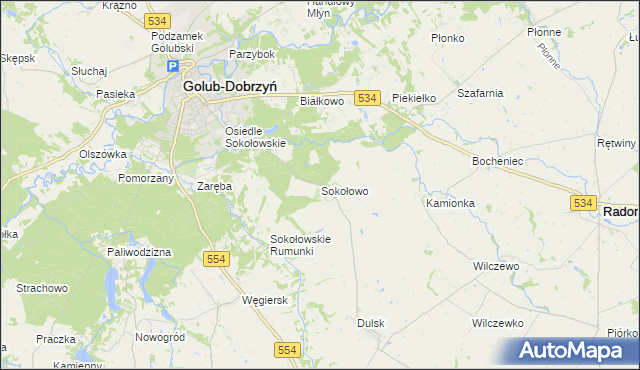 mapa Sokołowo gmina Golub-Dobrzyń, Sokołowo gmina Golub-Dobrzyń na mapie Targeo