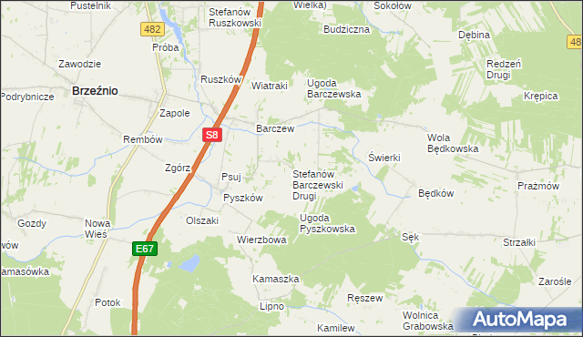 mapa Stefanów Barczewski Drugi, Stefanów Barczewski Drugi na mapie Targeo