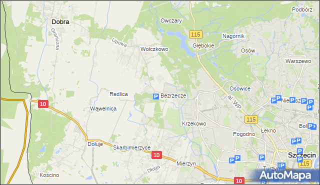 mapa Bezrzecze, Bezrzecze na mapie Targeo