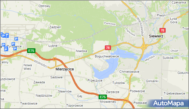 mapa Boguchwałowice, Boguchwałowice na mapie Targeo