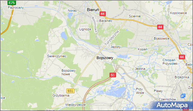 mapa Bojszowy, Bojszowy na mapie Targeo