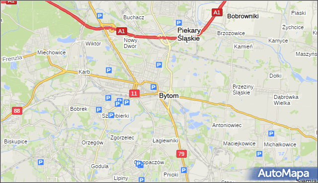 mapa Bytomia, Bytom na mapie Targeo