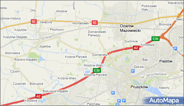 mapa Domaniew gmina Brwinów, Domaniew gmina Brwinów na mapie Targeo