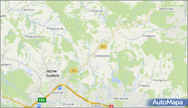 mapa Dziwiszów, Dziwiszów na mapie Targeo