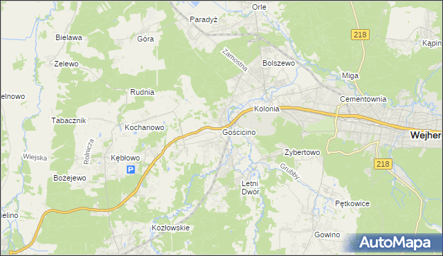 mapa Gościcino, Gościcino na mapie Targeo