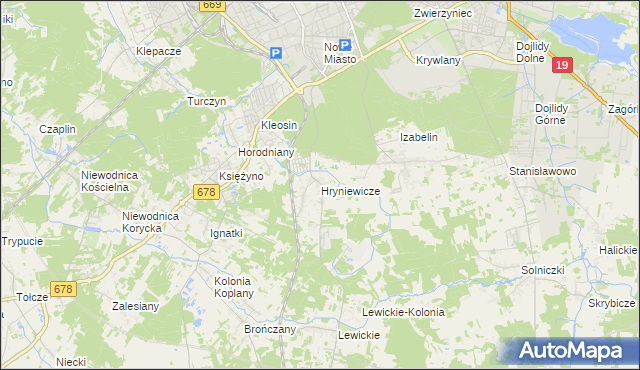mapa Hryniewicze, Hryniewicze na mapie Targeo