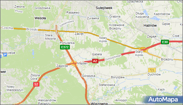 mapa Izabela gmina Wiązowna, Izabela gmina Wiązowna na mapie Targeo