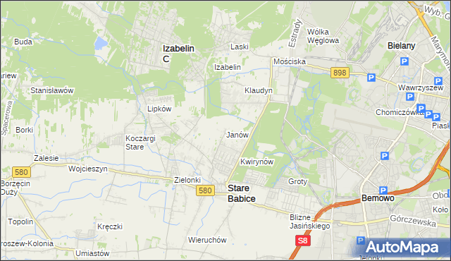 mapa Janów gmina Stare Babice, Janów gmina Stare Babice na mapie Targeo