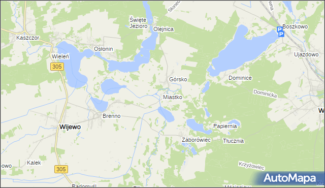 mapa Miastko gmina Wijewo, Miastko gmina Wijewo na mapie Targeo