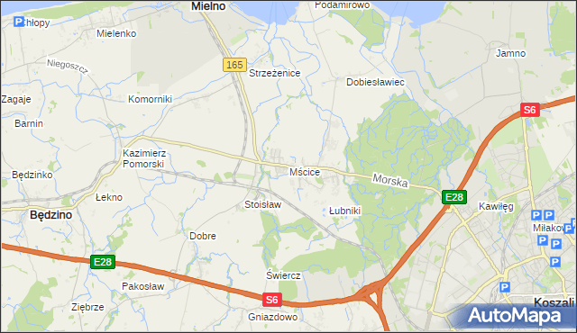 mapa Mścice, Mścice na mapie Targeo