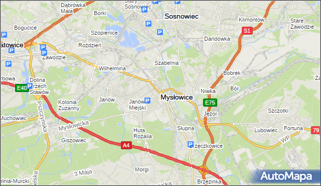 mapa Mysłowice, Mysłowice na mapie Targeo