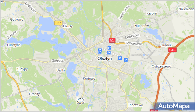 mapa Olsztyna, Olsztyn na mapie Targeo