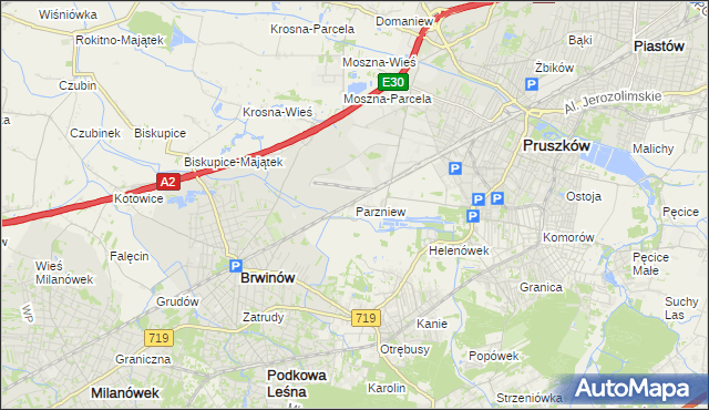 mapa Parzniew, Parzniew na mapie Targeo