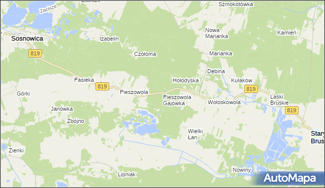 mapa Pieszowola Gajówka, Pieszowola Gajówka na mapie Targeo