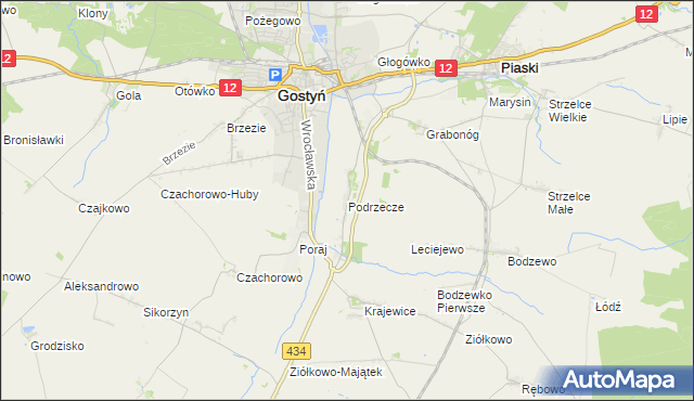 mapa Podrzecze gmina Piaski, Podrzecze gmina Piaski na mapie Targeo