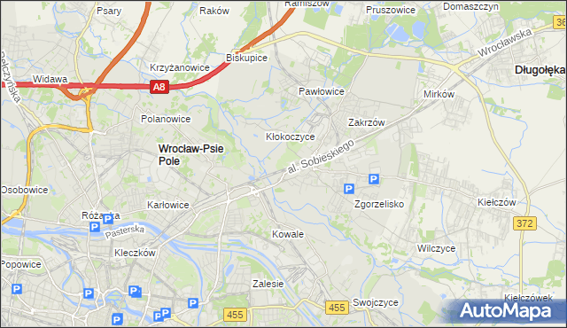 mapa Psie Pole gmina Wrocław, Psie Pole gmina Wrocław na mapie Targeo