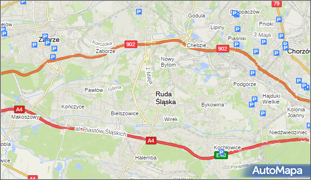 mapa Rudy Śląskiej, Ruda Śląska na mapie Targeo