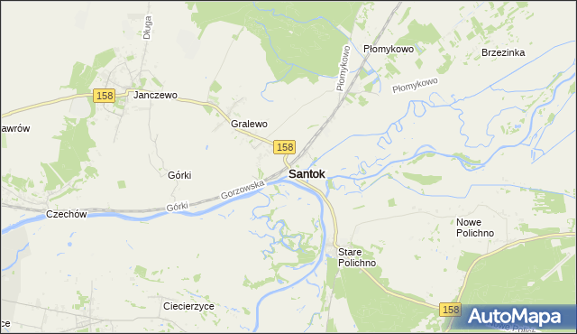 mapa Santok, Santok na mapie Targeo