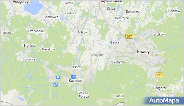 mapa Ściegny, Ściegny na mapie Targeo