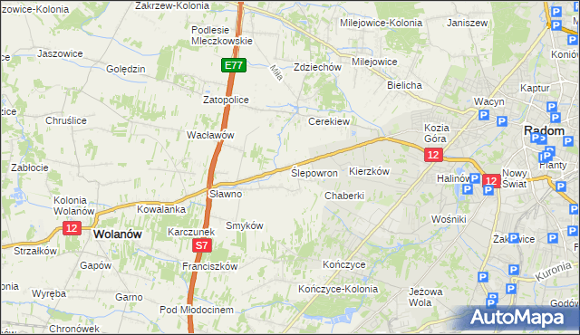 mapa Ślepowron, Ślepowron na mapie Targeo