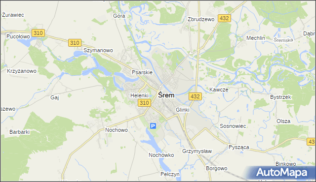 mapa Śrem, Śrem na mapie Targeo