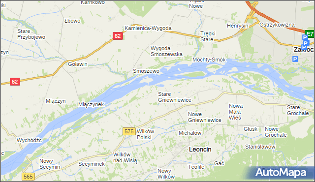 mapa Stare Gniewniewice, Stare Gniewniewice na mapie Targeo