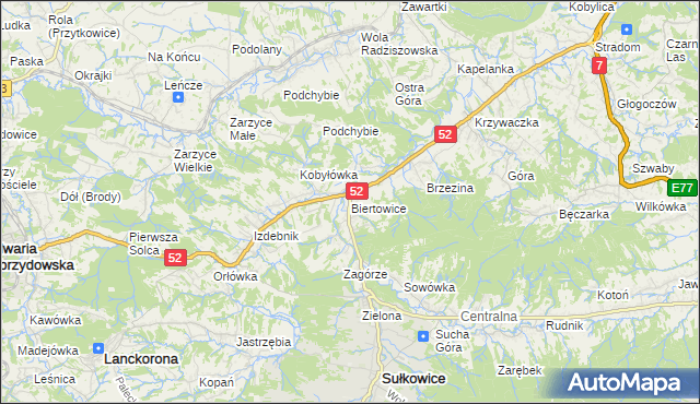 mapa Biertowice, Biertowice na mapie Targeo