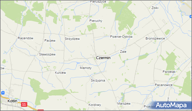 mapa Czermin powiat pleszewski, Czermin powiat pleszewski na mapie Targeo