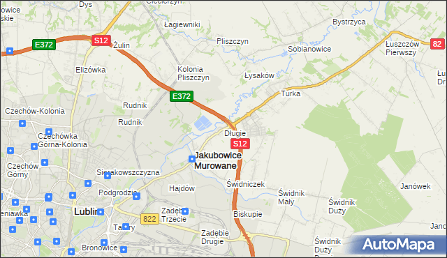 mapa Długie gmina Wólka, Długie gmina Wólka na mapie Targeo