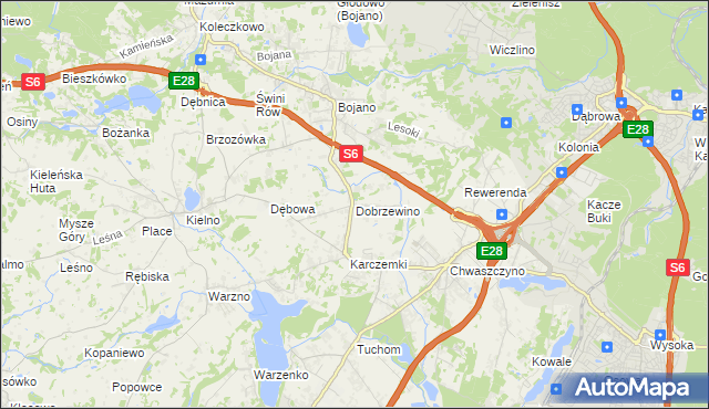 mapa Dobrzewino, Dobrzewino na mapie Targeo