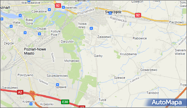 mapa Garby gmina Swarzędz, Garby gmina Swarzędz na mapie Targeo