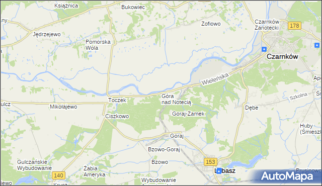 mapa Góra nad Notecią, Góra nad Notecią na mapie Targeo