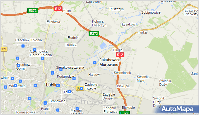 mapa Jakubowice Murowane, Jakubowice Murowane na mapie Targeo